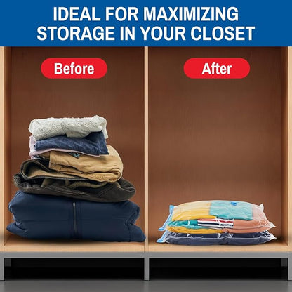 5 Pack Small Vacuum Storage Bags for Comforters, Blankets & Clothes – Vacuum Sealed Compression Bags with Hand Pump – Space Saver Storage Bags for Bedding, Moving, Travel & Organization