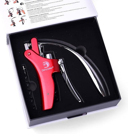 Vertical Lever Corkscrew with Non-Stick Worm, Compact Rabbit Wine Opener Wine Bottle Opener with built-in Foil Cutter