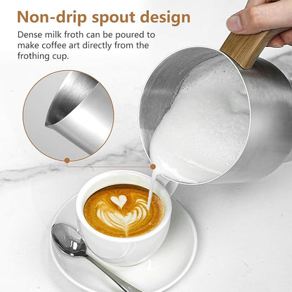 AMZCHEF 8-IN-1 Milk Frother and Steamer 21 oz, 550 Watts Split Stainless Steel Automatic Steamer, Milk's Warmer for Latte, Cappuccino, Hot Chocolate, Hot and Cold Froth, Heated Milk, Baby Food Silver