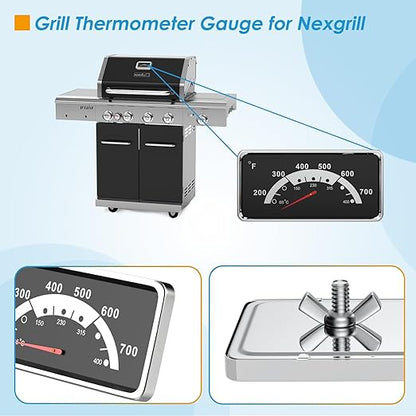 3 5/8" Grill Thermometer Gauge for Nexgrill 720-0830A 720-0864M 720-0896C 720-0896 Kenmore Grill Replacement Parts 148.16154211 148.34178411 146.23673310, Grill Heat Indicator for Nexgrill