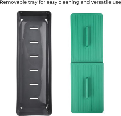 Linoroso Silverware Drawer Organizer with 4 Compartments, Adjustable, BPA Free, Silverware Drawer Organizer - Green