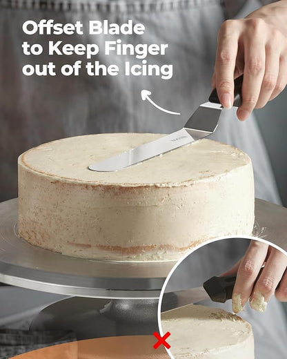 Kootek Angled Icing Spatula Set with 6" & 8" Blade, Stainless Steel Offset Spatula Frosting Smoother Cake Spatulas for Cake Decorating, Baking