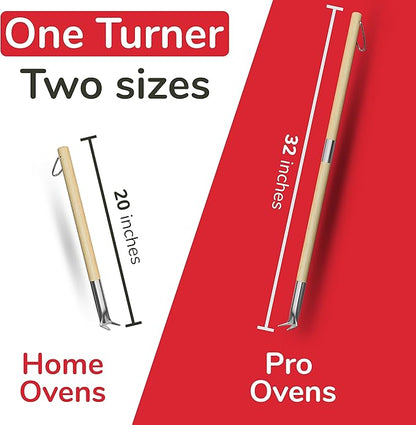 Pizza Turner Fork & Bubble Popper - Easy Pizza Rotation for Evenly Baked Crust - Adjustable Handle [26"-32”]