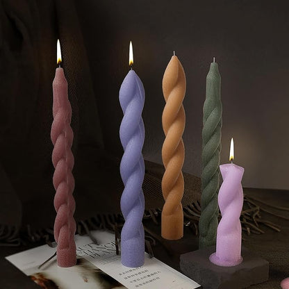 2 Pack Stick Candle Wave Pillar Candle & Resin Mold - Resin Casting Silicone Molds for Home Decor & Candle Making Wave Spiral Mold