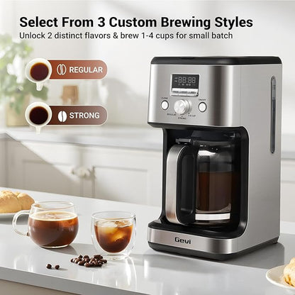 Gevi 14 Cup Coffee Maker Programmable with 1-4 Cup Setting,Stainless Steel Drip Coffee Machine, Strong Brew,Pause-Serve,Keep warm & Auto Shut off