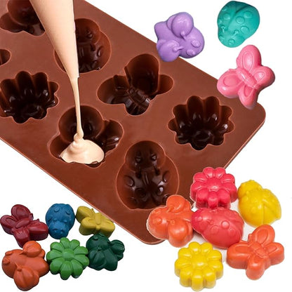 3-Pack Chocolate Molds Silicone(1.8 Inch two-bite size),Animal Silicone Molds,Moldes para gelatinas individuales.Features Bear,Dinosaur,Lion,Hippo,Bees,Ladybugs,Beetles,Butterflies,and Flowers.