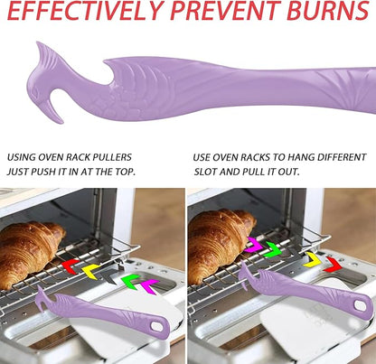 Oven Rack Push Pull Tool 2-Pack (11 Inch) - Longer Handle Suitable for Toaster Oven, air Fryer, Toaster (violet)
