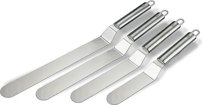 NewlineNY Professional Baker’s All Stainless Steel 4 Spatula Set – 6” 8” 10” and 12” Offset Blades for Better Icing Frosting Decorating