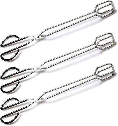 3Pcs 16 Inch Extra Long Stainless Steel Kitchen Scissor Tongs, Non-Slip Comfortable Red Grip, Heat Resistant for BBQ and Cooking