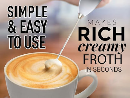 Zulay Powerful Milk Frother for Coffee with Powerful Motor - Handheld Frother Electric Whisk, Milk Foamer, Mini Mixer and Coffee Blender Frother for Frappe, Latte, Matcha, No Stand - Storm