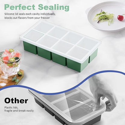 Large Ice Cube Trays for Whiskey: GGOW Big Silicone Ice Cube Trays - Huge Square Ice Cubed Tray for Whisky and Cocktail