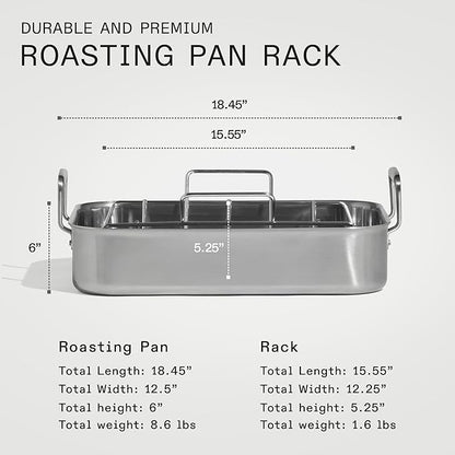 Made In Cookware - Stainless Clad Roasting Pan - 3-Ply Stainless Clad - Professional Cookware - Crafted in Thailand