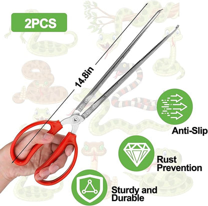 Snake Feeding Tongs,2PCS 15 Inch Reptile Feeding Tongs,Extra Long Large Tweezers for Corn Ball Python Accessories,Bearded Dragon Reptile Gecko Tank Accessories Terrarium Supplies