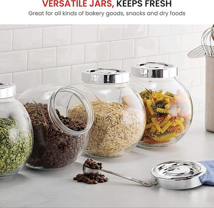 Bormioli Rocco Pandora Glass Candy Jar 75½-Ounce Cookie Jar with Plastic Airtight Seal Lid 2-Way Display, Bulk-Food Storage Jar for Snacks, Dry Food, Jelly Beans Canister, Apothecary Jars. (1 Jar)