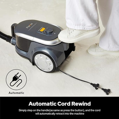 Aircliff Canister Vacuum Cleaner, Specially Designed Nozzle for Pet Family, 1200W & 17Kpa Strong Suction, 2 HEPA Filters & 5 Cleaning Tools for Hard Floor, Carpet, Upholstery, Pet Hair(Sliver)