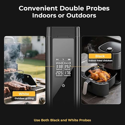 BlueSwan Wireless Smart Digital Bluetooth Meat Thermometer 820 ft Range with 2 Color Probes for Cooking, Grill, Smoker, Oven, 48Hr Battery, Magnetic Design for BBQ Accessories Stocking Stuffers
