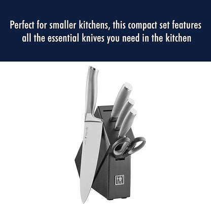 Henckels International Modernist 6-pc Knife Block Set | Paring Knife, Serrated Utility Knife, Utility Knife, Chef’s Knife & Kitchen Shears