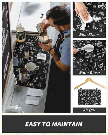 AMOAMI Coffee Mat Hide Stain Rubber Backed Absorbent Dish Drying Mat for Kitchen Counter - Fits Under Coffee Maker & Espresso Machine (12x19,INK)