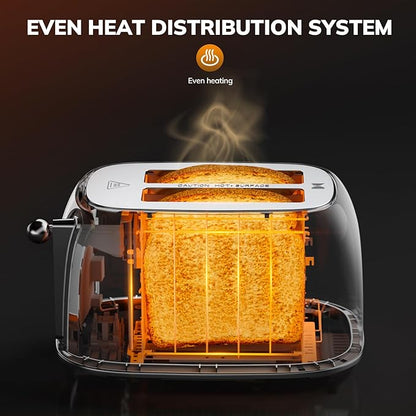 Keenstone Smart Touch Screen Toaster 2 Slice, Retro Wide Slot Stainless Steel Toaster with 6 Browning Levels, Reheat & Defrost, for Bagel, Toast, Bread, Removable Crumb Tray, Beige