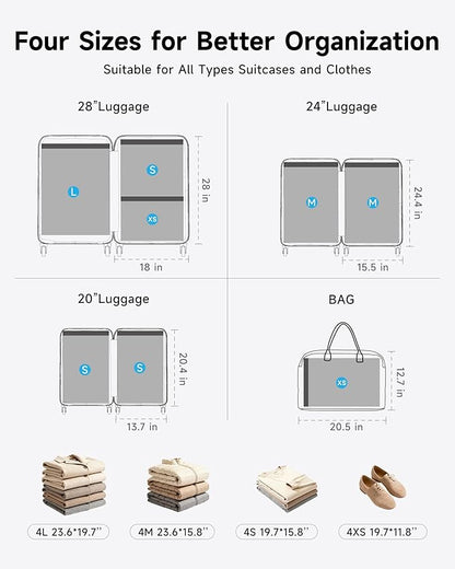 16 Pack Travel Vacuum Seal Bags with Rechargeable Electric Pump, 4 Sizes Space Saver Vacuum Storage Bags for Luggage, Suitcase & Home Organization, Reuseable Vacuum Seal Bags for Clothing