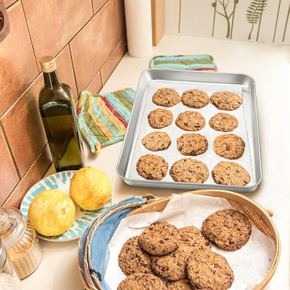 P&P CHEF 12.5 Inch Baking Cookie Sheet, Oven Pan Tray Stainless Steel Sheet Pan for Kitchen, Oven Bakeware for Multi Uses, Shiny Look & Dishwasher Safe, Healthy & Heavy Duty, 1Pc