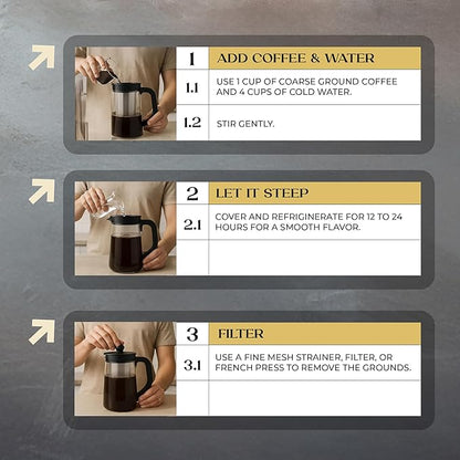 Inspired Coffee Co French Vanilla Flavored Cold Brew Coffee Coarse Ground Coffee Beans Medium Roast - Low Acid Coffee Smoother Taste - 100% Arabica - 12 oz. Resealable Bag