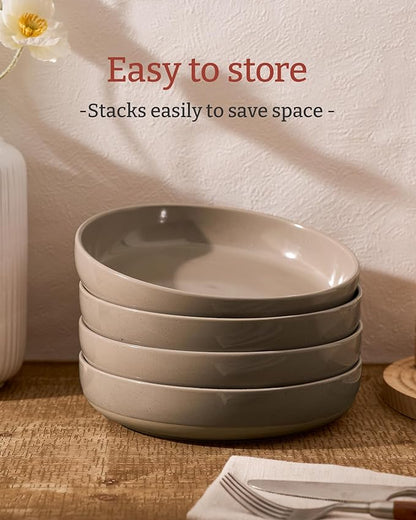 famiware Milkyway 33 oz Bowl Set, Pasta Bowls Set of 6, Salad Bowls Perfect for Your Friend for Housewarming, Thanksgiving, Christmas, Cinnamon Brown