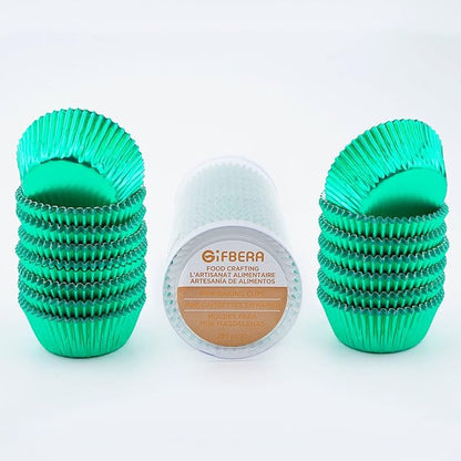 Gifbera Mini Foil Baking Cups Green, 300-Count Bright Foil Paper Green Cupcake Liners Mini Size