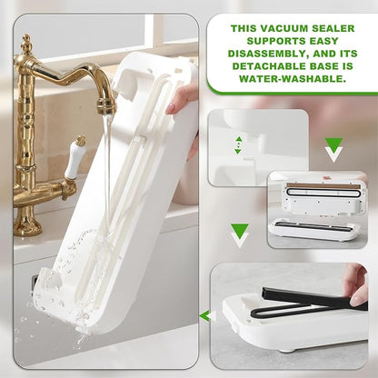 Vacuum Sealer - 90kPa Suction, 180W Motor, 30-Cycle Continuous Use, One-Touch Automatic - Dry/Wet Modes, Air-Tight Seal with Container Tube for Kitchen Use, Food Storage.