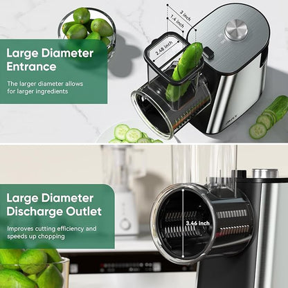 Electric Cheese Grater Upgraded, 250W Electric Slicer Shredder, Automatic Cheese Shredder, Electric Salad Machine for Fruits, Vegetables, Cheeses，Salad Maker With 5 Different Shapes of Blades