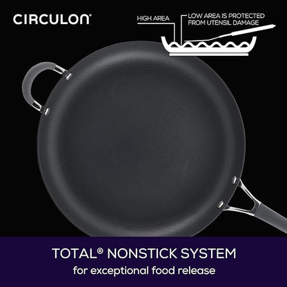 Circulon - 83906 Circulon Radiance Hard Anodized Nonstick Frying Pan / Fry Pan / Hard Anodized Skillet with Helper Handle - 14 Inch, Gray