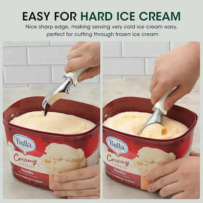 Beneno Heavy Duty Ice Cream Scoop - Upgraded Anti-Fracture Design, Comfortable Grip Long Handle, Effortless Scooping & Dishwasher Safe, Cream