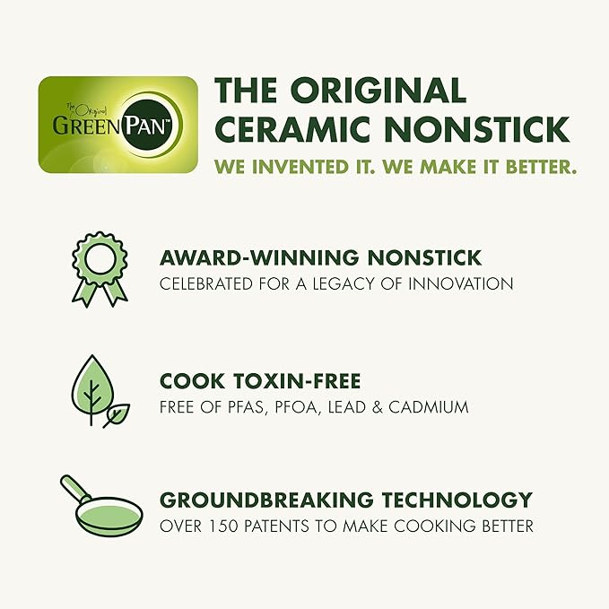 GreenPan Stainless Steel Tri-Ply Reserve 10” and 12” Frying Pan Skillet Set, Multiclad Cookware, PFAS-Free, Induction, Oven & Broiler Safe to 600°F, Heat Responsive Core, Dishwasher Safe, Gold Handles