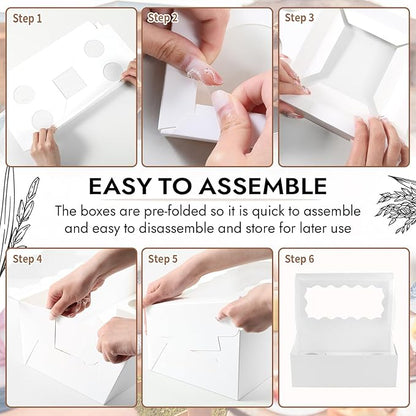 JCD 16 Pcs Bento Cake and Cupcake Box Combo Bento Box with Clear Window 5 Holes Fit 4 Cupcakes and 1 Mini Cake for Bakery Baking Supplies(1+4/16Pcs)