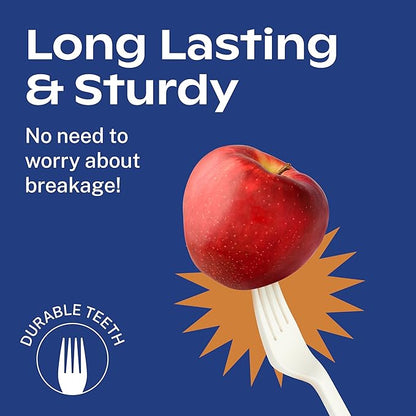 CORAL Ivory White 100% Compostable Knives - 120 Heavy Duty No Plastic Knives (7.0 inch) - Break Resistant with Smooth Edges, Ocean Friendly Alternative to Plastic Silverware - Biodegradable & Disposable Knives