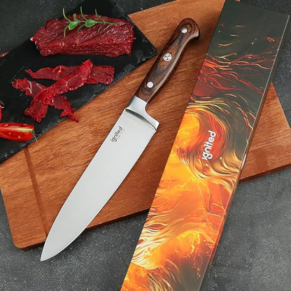 Professional 8 Inch Chef Knife, 1.4116 German High Carbon Steel Kitchen Chef Knife, Chefs Knife With Pakkawood Handle, Dual Blade Sharp Kitchen Knife With Gift Box