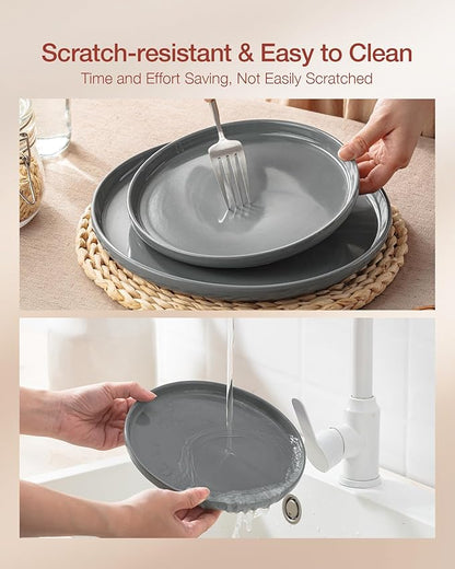 Famiware Milkyway Dinnerware Sets, 24 Piece Dish Set, Plates and Bowls Sets for 8, Dark Gray