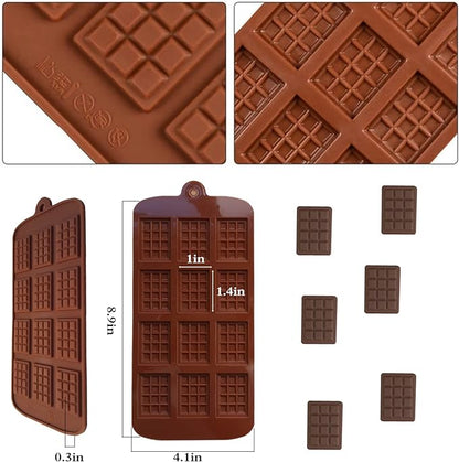 2 Pieces Silicone Break Apart Chocolate Moulds,Silicone Square Mold,Non-Stick Candy Chocolate Bar Mold,Reusable Candy Protein Silicone Chocolate Mold