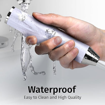 Zulay Kitchen Lux Rechargeable Milk Frother Handheld - Powerful 2-Speed Motor, Fully Waterproof, 2000mAh Battery - Drink Mixer For Latte, Cappuccino, Matcha, Protein Powder - White Marble