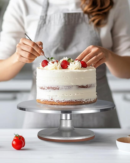 Puroma Cake Turntable, 12'' Aluminium Alloy Cake Stand, Cake Decorating Kit with 3 Icing Spatulas and 4 Icing Combs, Cake Decorating Supplies for Cake, Cupcake, Desserts