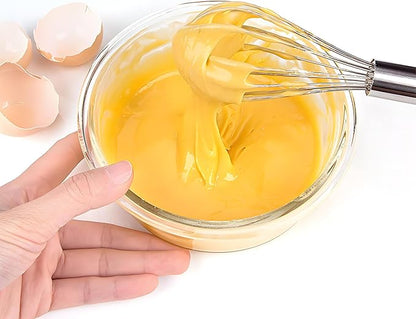 8-Inch Stainless Steel Whisk, Handheld Egg Beater for Mixing Batter, Whipping Cream