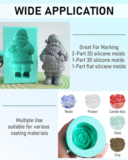 Nicpro 170oz Silicone Mold Making Kit, 20A Platinum Liquid Silicone Rubber, Jade Green Flexible, Silicone Molds Maker Mix Ratio 1:1 for Casting 3D Resins Molds DIY with 2PCS Molds Housing, Mixing Cups