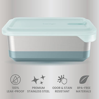 Bentgo® MicroSteel® Heat & Eat Container - Microwave-Safe, Sustainable & Reusable Stainless Steel Food Storage Container with Airtight Lid for Eco-Friendly Meal Prepping (Family Size - 8.5 Cups)