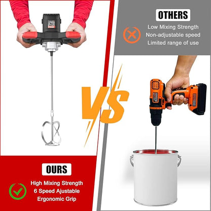 IMAYCC Cement Mixer 2100W, Portable Concrete Mixer, 110V Handheld Mud Mixer for Motar,Paint, Grout, Plaster, Thinset,Fodder Stirring Tool
