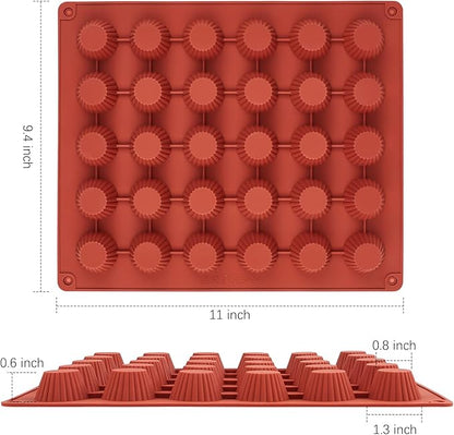 JOERSH 30-Cavity Mini Peanut Butter Cup Mold Silicone Candy Mold Bite Size for Keto Fat Bomb, Dark Chocolate