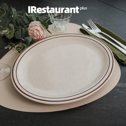 Stoneware Narrow Rim Commercial Grade Dinnerware (Brown Speckle, Platter 9.5" x 7.25")