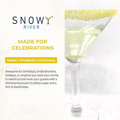 Snowy River Yellow, Cocktail & Margarita Sugar Rimmer - Vibrant Naturally Colored Sugar for Cocktail Rimming, Baking & Decorating, Medium Crystal - 4oz