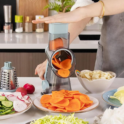 Cheese Grater with Handle, Multifunctional Manual Rotary Cheese Grater - Cheese Shredder Easily Chop Carrots, Potatoes, Vegetables and Fruits and Easy to Clean(blue)