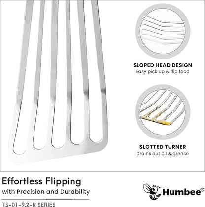 9 Inches Fish Turner, Slotted Fish Spatula Dishwasher Safe NSF, Shovel Brown