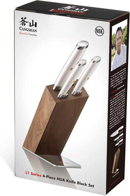 Cangshan L1 Series 4-Piece HUA Knife Block Set, Forged German Steel, White, 1026986